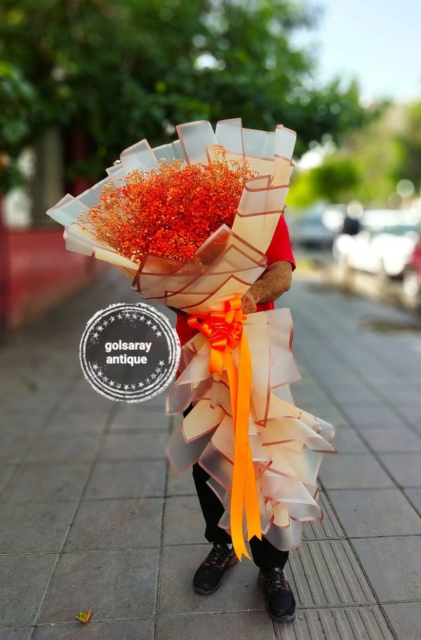 دسته گل ژیپسوفیلا نارنجی کد D02
